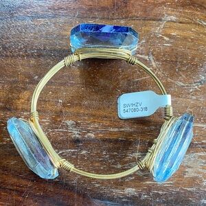 Elegant brass wire and Blue Crystal Bracelet